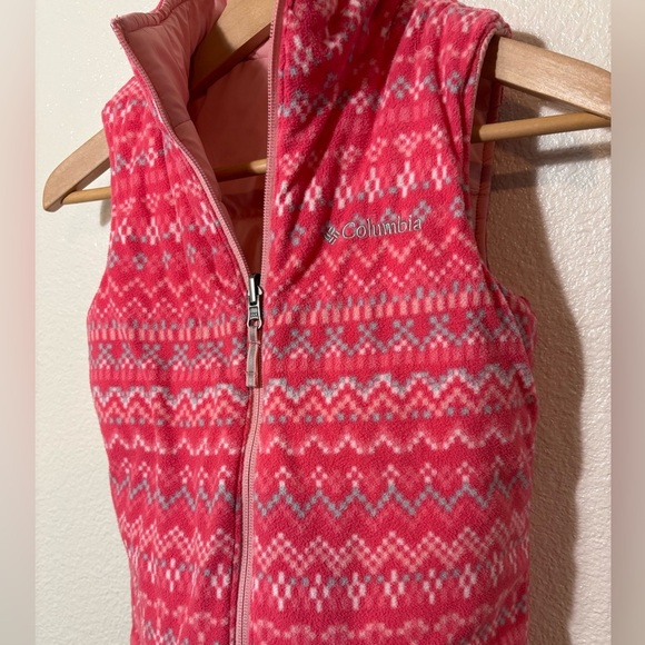 Columbia Reversible Pink Insulated Puffer Vest Front Zip Girl's Size 6/7 | - Picture 6 of 9